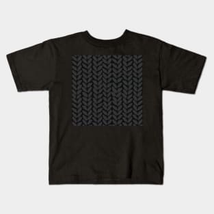 Black Chunky Knit Blanket Pattern Kids T-Shirt